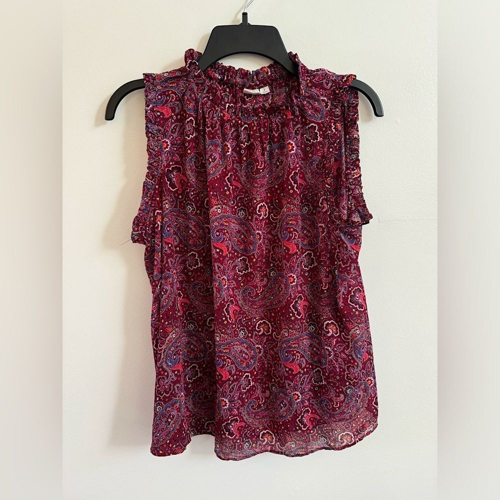 GAP Lightweight Sleeveless Paisley Ruffle Tank - Size Small